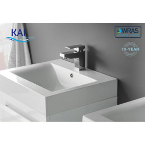 Kai Bathrooms Brooklyn Block Chrome Mono Basin Mixer Including Basin Waste