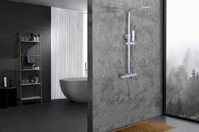 Kai Bathrooms Cuba Square Chrome Thermostatic Shower Pack with Shower Head and Handset