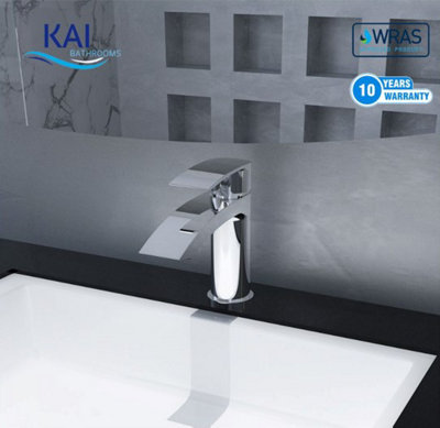 Kai Bathrooms Eclipse Chrome Waterfall Mono Basin Mixer Including Basin Waste