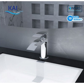 Kai Bathrooms Eclipse Chrome Waterfall Mono Basin Mixer Including Basin Waste