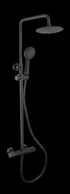 Kai Bathrooms Saturn Round Black Thermostatic Shower Pack with Shower Head and Handset