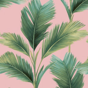 Kailani Leaf Wallpaper Blush / Green Belgravia 59117