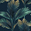 Kailani Leaf Wallpaper Dark Blue Belgravia 59119