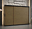 Kair 1 Contemporary 3 Sliding Door Wardrobe 9 Shelves 2 Rails Black Matt and Oak Décor (H)2000mm (W)2500mm (D)620mm