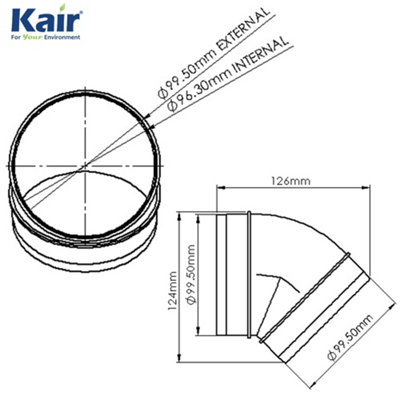 Kair 45 Degree Elbow Bend 100mm - 4 inch Round Plastic Ducting Joint to Connect Round Duct Pipe or Flexible Hose