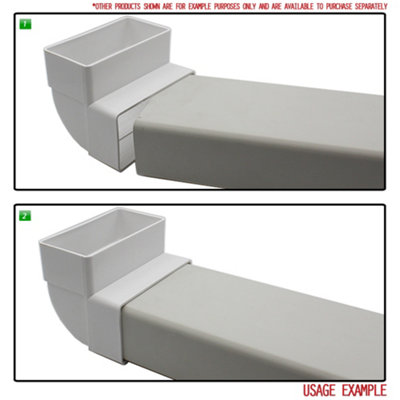Kair 90 Degree Vertical Elbow Bend 110mm x 54mm - 4 x 2 inch Rectangular Plastic Ducting - 3