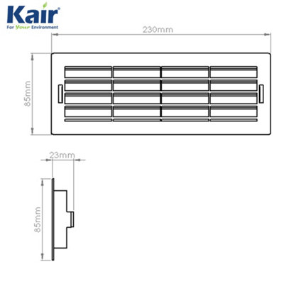 Kair Beige Airbrick Grille with Surround for 204mm x 60mm Ducting