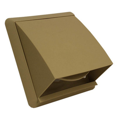 Kair Beige Cowled Outlet Grille 155mm External Dimension with 125mm - 5 inch Round Rear Spigot and Backdraught Shutter