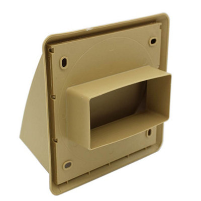 Kair Beige Cowled Outlet Grille 155mm External Dimension with Rectangular 110mm x 54mm Rear Spigot and Backdraught Shutter