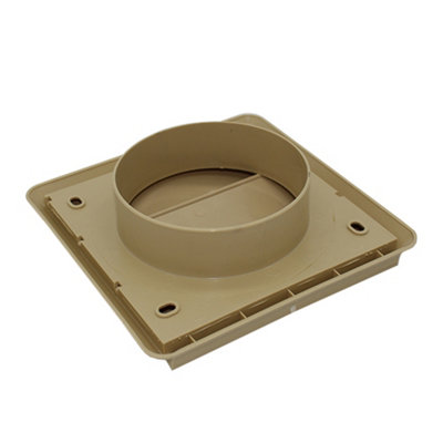 Kair Beige Gravity Grille 155mm External Dimension Ducting Air Vent with 100mm - 4 inch Round Rear Spigot and Not-Return Shutters