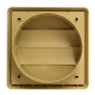 Kair Beige Gravity Grille 183mm External Dimension Ducting Air Vent with 150mm - 6 inch Round Rear Spigot and Not-Return Shutters