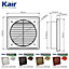Kair Beige Louvred Grille 183mm External Dimension with Round 150mm - 6 inch Rear Spigot - Wall Ducting Air Vent