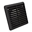 Kair Black Louvred Grille 155mm External Dimension with Round 100mm - 4 inch Rear Spigot Wall Ducting Air Vent