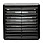 Kair Black Louvred Wall Vent Grille 155mm External Dimension with Flyscreen and Round 100mm - 4 inch Rear Spigot