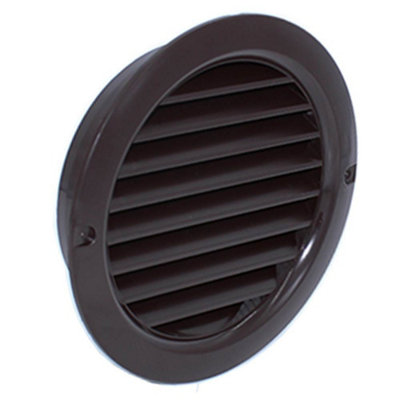 Kair Brown Circular Vent 128mm Dimension Wall Grille with Fly Screen and 100mm - 4 inch Round Rear Spigot