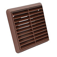 Kair Brown Louvred Grille 155mm External Dimension with Round 100mm - 4 inch Rear Spigot - Wall Ducting Air Vent