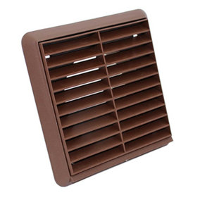 Kair Brown Louvred Grille 155mm External Dimension with Round 100mm - 4 inch Rear Spigot - Wall Ducting Air Vent