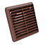 Kair Brown Louvred Grille 155mm External Dimension with Round 125mm - 5 inch Rear Spigot - Wall Ducting Air Vent