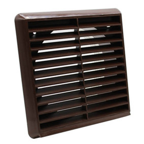 Kair Brown Louvred Grille 183mm External Dimension with Round 150mm - 6 inch Rear Spigot - Wall Ducting Air Vent