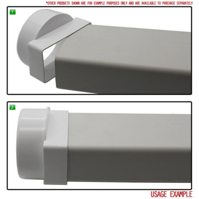 Kair Ducting Adaptor 110mm x 54mm to 100mm - 4 inch Rectangular to Round Straight Channel Connector  - Male
