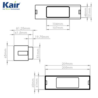Kair Ducting Adaptor Reducer 204mm x 60mm to 110mm x 54mm