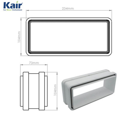 Kair Fast Seal 220mm x 90mm Ducting Quick Fit Connector for Extending Rectangular Flat Pipes Together