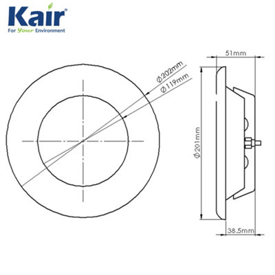 Kair Fire Rated Ceiling Extract Valve 150mm - 6 inch White Coated Metal Vent
