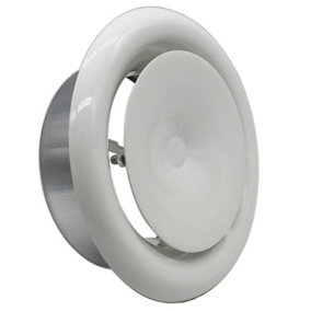 Kair Fire Rated Ceiling Supply Valve 125mm - 5 inch White Coated Metal Vent