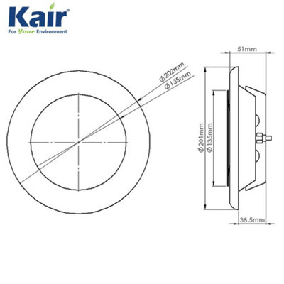 Kair Fire Rated Ceiling Supply Valve 150mm - 6 inch White Coated Metal Vent