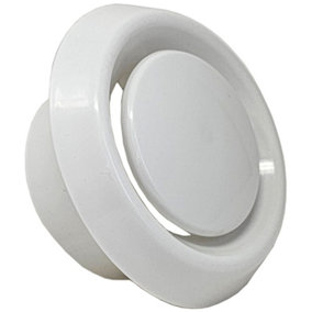 Kair Plastic Round Ceiling Vent 100mm - 4 inch Diffuser / Extract Valve with Retaining Ring