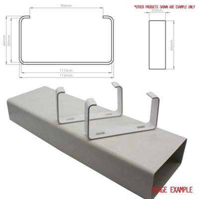 Kair Rectangular Ducting Retaining Clip 110mm x 54mm Support Bracket for Plastic Flat Channel Duct