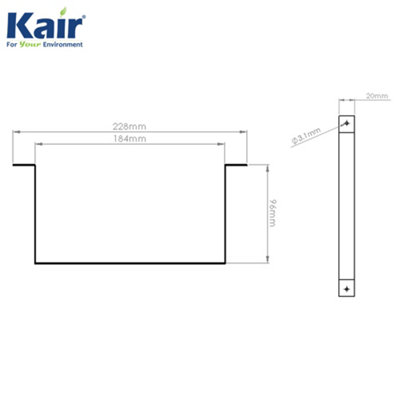 Kair Rectangular Ducting Retaining Clip 180mm x 90mm Support Bracket for Plastic Flat Channel Duct
