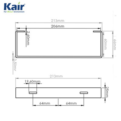 Kair Rectangular Ducting Retaining Clip 204mm x 60mm Support Bracket for Plastic Flat Channel Duct
