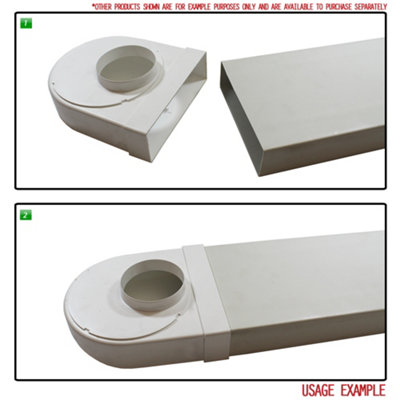 90-Degree PVC Duct Adapter – Rectangular To Round Bend For Extractor Fans & Ventilation Systems | 4.3” X 2.16” To 4” Elbow Connector
