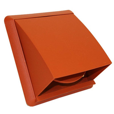 Kair Terracotta Cowled Outlet Grille 155mm External Dim Wall Vent With 100mm - 4 inch Round Rear Spigot and Backdraught Shutter