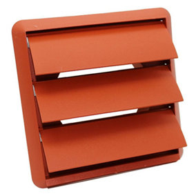 Kair Terracotta Gravity Grille 155mm External Dimension Ducting Air Vent with 100mm - 4 inch Round Rear Spigot and Shutters
