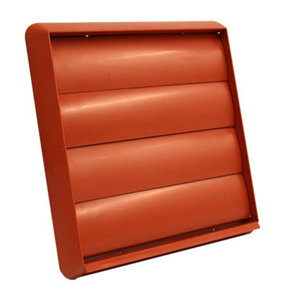 Kair Terracotta Gravity Grille 183mm External Dimension Ducting Air Vent with 150mm - 6 inch Round Rear Spigot and Shutters