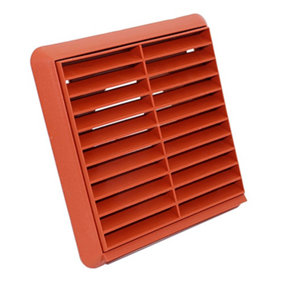Kair Terracotta Louvred Grille 155mm External Dimension Wall Ducting Air Vent with Round 125mm - 5 inch Rear Spigot