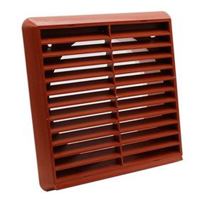 Kair Terracotta Louvred Grille 183mm External Dimension Wall Ducting Air Vent with Round 150mm - 6 inch Rear Spigot
