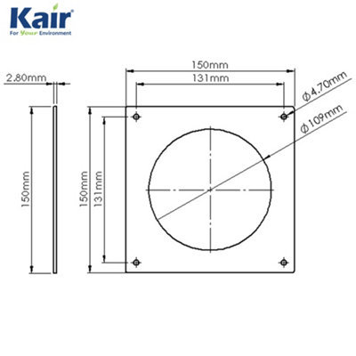 Kair Wall Plate 100mm - 4 inch for Round Ducting