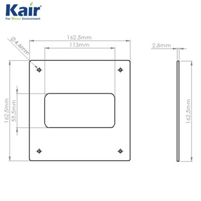 Kair Wall Plate 110mm x 54mm for Rectangular Ducting