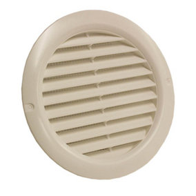 Kair White Circular Vent 158mm Dimension Wall Grille with Fly Screen and 125mm - 5 inch Round Rear Spigot