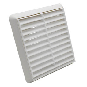 Kair White Louvred Grille 155mm External Dimension Wall Ducting Air Vent with Round 100mm - 4 inch Rear Spigot
