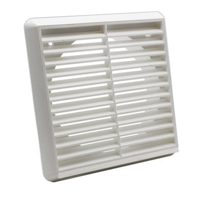 Kair White Louvred Grille 183mm External Dimension Wall Ducting Air Vent with Round 150mm - 6 inch Rear Spigot