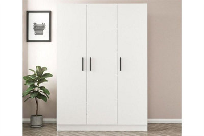 Kale 3 Doors Wardrobe with Hinges - White | DIY at B&Q