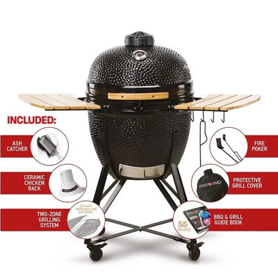 Kamado Bono Grande Ceramic Charcoal Grill 23 inch in Black Colour