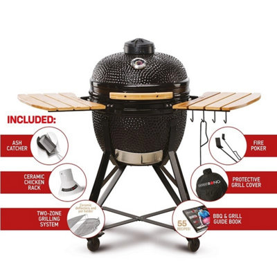 Kamado Bono Media 20'' Ceramic BBQ Grill in Black Colour | DIY at B&Q