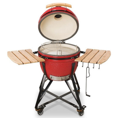 Kamado Bono Media 20'' Ceramic BBQ Grill in Red Colour - 3