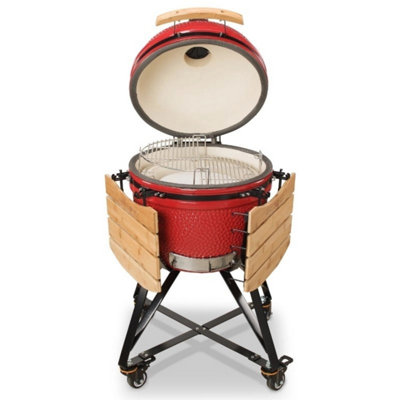 Kamado Bono Media 20'' Ceramic BBQ Grill in Red Colour - 4