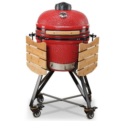 Kamado Bono Media 20'' Ceramic BBQ Grill in Red Colour - 5